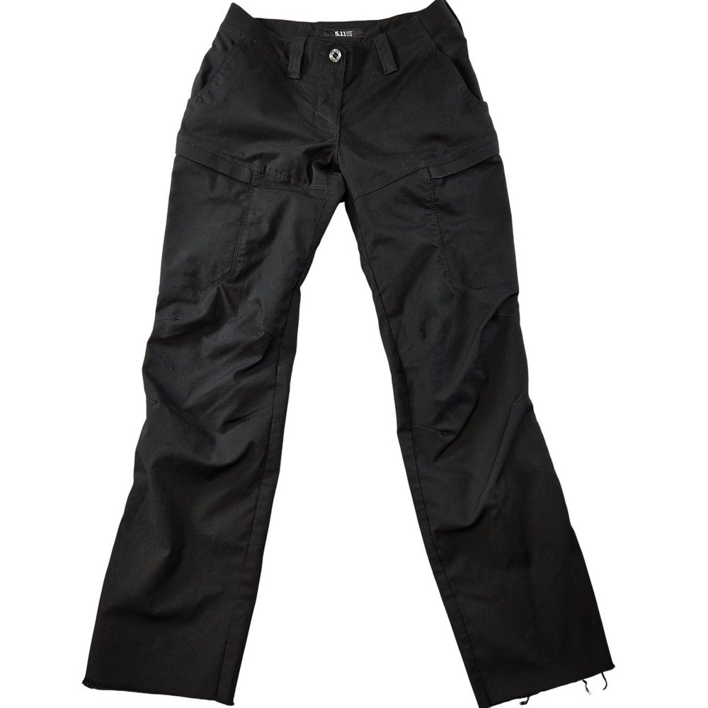 5.11 Pants Womens 4 Tall Black Cargo Straight Twill Pockets Workwear Zip Closure